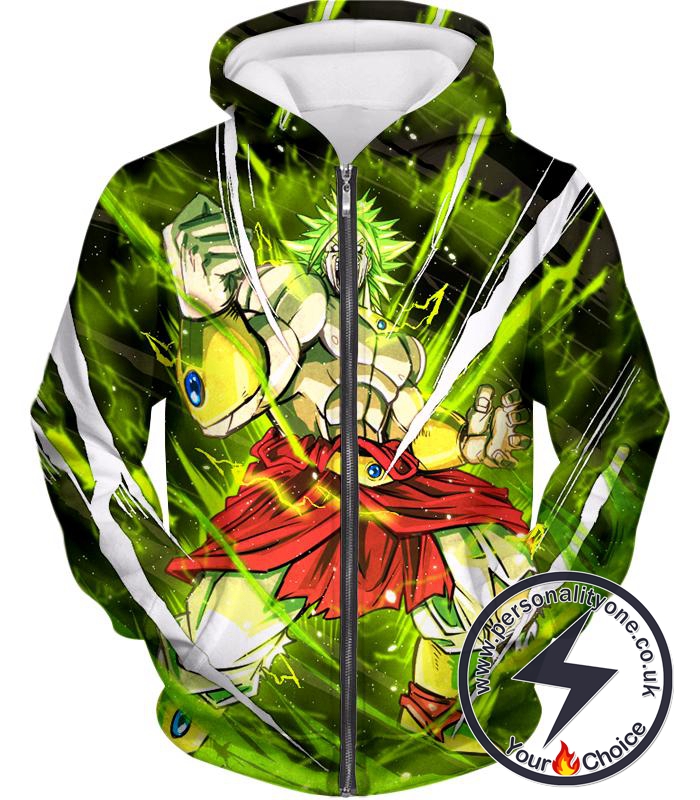 Dragon Ball Super Broly Legendary Super Saiyan Ultimate Action Graphic Anime Zip Up Hoodie